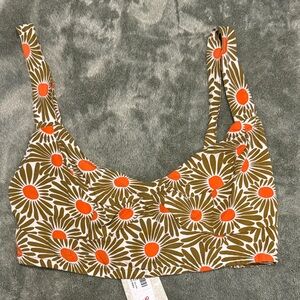 Valia Floral Crop Top with Pink and Brown Accents